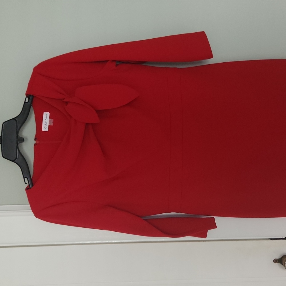Calvin Klein red bow neck dress